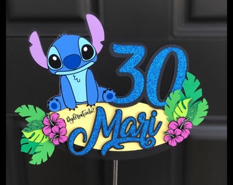Personalized Stitch Cake Topper | Stitch Centerpieces | Stitch Party Decor | Hawaiian Party