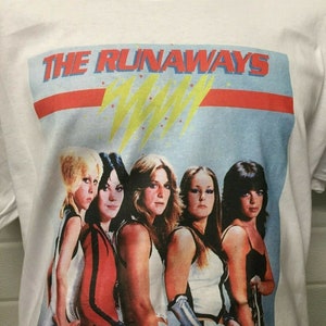 The  Runaways all girl rock band music white t shirt