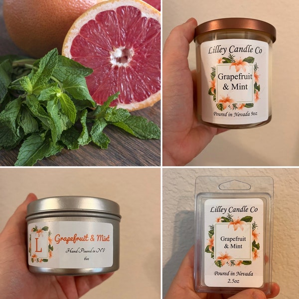 Grapefruit & Mint Soy Wax Candle and Wax Melt/Tarts