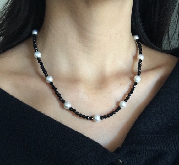 Mother of Pearl, Freshwater Pearl and Black Onyx Necklace by Emily Mer –  Smithsonia