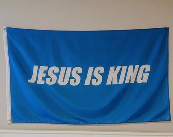 Jesus is King Flag, Christian Polyester Banner (3X5 Feet)