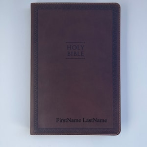 NIV Bible Engraved Cover, Personalized Leather Bible, Engraved Holy Bible Cover, Christian Religious Gift, Baptism Gift, First Communion