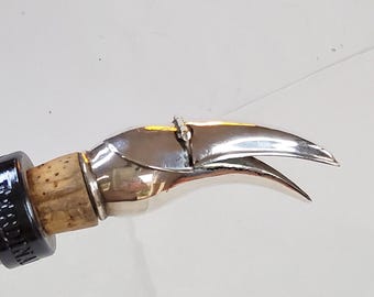 Vintage Ausgießer, Flaschenverschluss, Portionierer für Schnapsflaschen - silbern mit Korken, Barzubehör, Cocktailutensilien