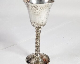 Copa de plata de 13 cm, vasija o huevera vintage plateada sobre base alta, pequeño cáliz antiguo de plata