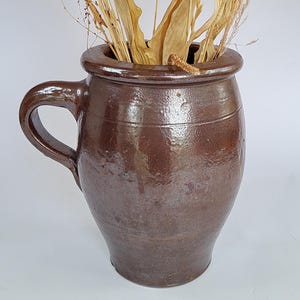 Clay pot, pottery pot, ceramic planter, 19 cm, vase, wooden spoon container, pottery brown vintage barrel, pickle pot, storage container