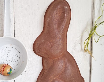Hasenbackform 32 cm, große rostige Backform, Schokoladenform für die Vintage  Osterdeko, Osterkorb, Hasenform Metall, Hasenfigur, Küchendeko