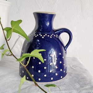 Small vase, genuine Bürgel ceramics, vase with handle, bud vase, Thuringian pottery vase, blue and white country house decoration, pottery vase