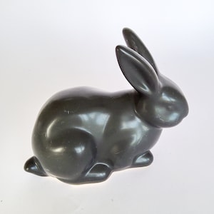 Rabbit, ceramic figurine, Easter bunny, black, midcentury Easter decoration, vintage Easter decoration
