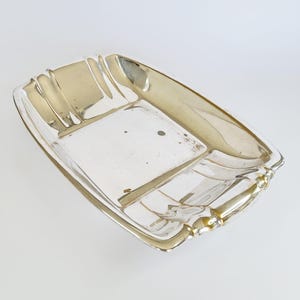 Vintage silver-plated bowl, 29 x 18.5 cm, rectangular, old silver, silver coaster, bread bowl, silver-plated tray for pastries, Art Deco