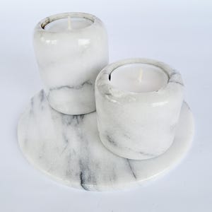 Marble candlestick, candle holder, vintage 80s, grey grained, classic candlestick, taper candles, marble candlestick