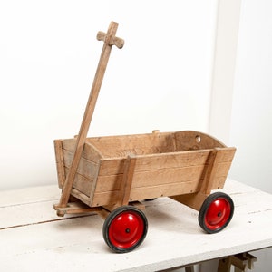 Bollerwagen, Kinderwagen, Holzwagen, Spielzeugwagen, Handkarren Vintage, Karre für Milchkannen, Handwagen für Kaminholz, Gartendeko Vintage