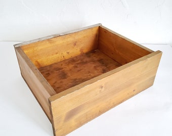 Wooden box, vintage wooden box 44 x 36 cm, tool box, flower box, book box, wooden container, wonderful patina, storage box, old box