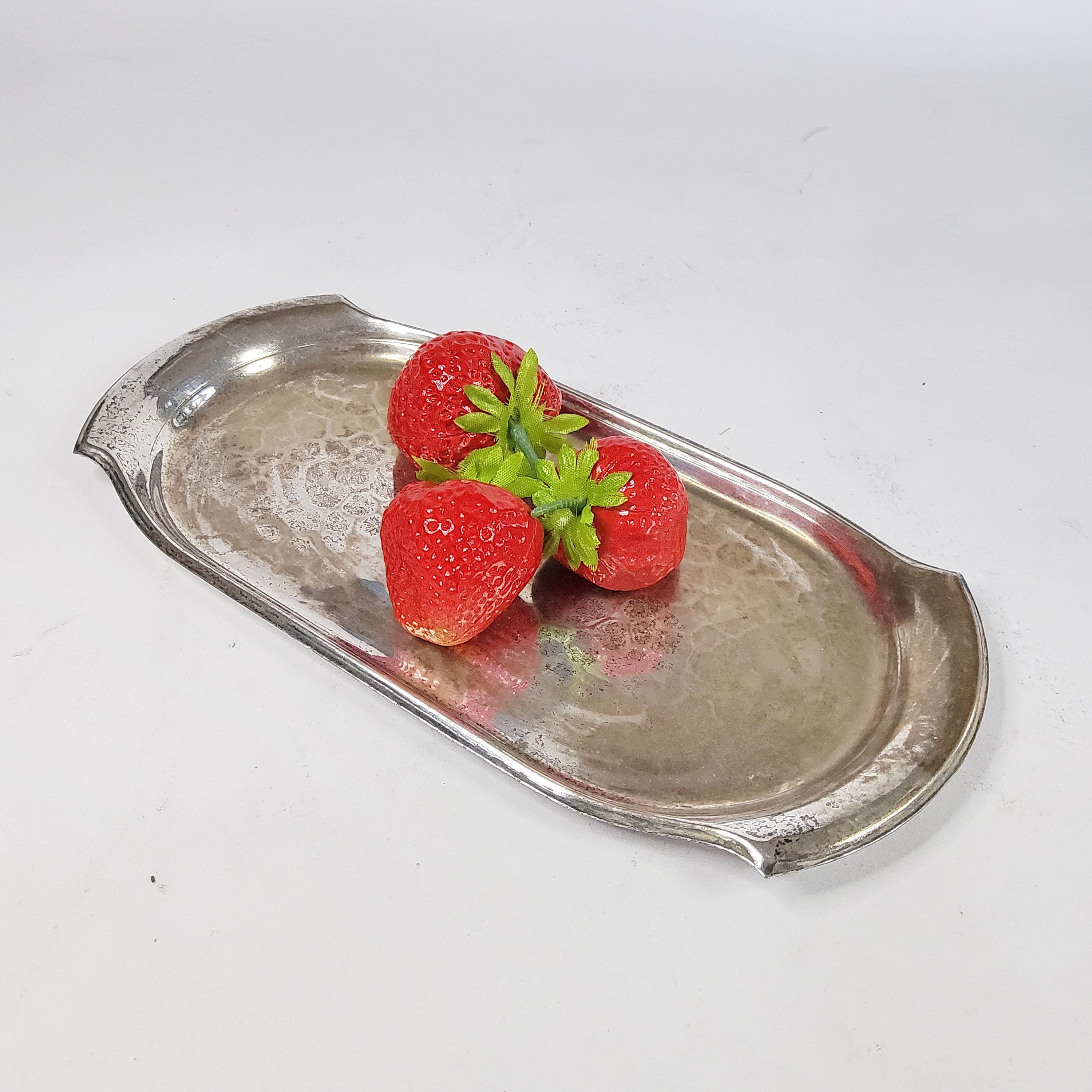 Petit Plat En Métal Argenté 25x15 Cm - Plateau De Service Occasion