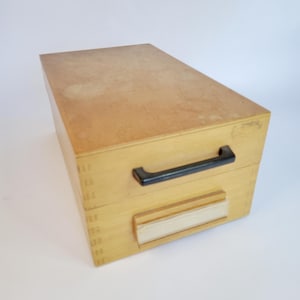 Schedario 25 x 15 cm, DIN A 7, scatola d'archivio, schedario per biblioteca, contenitore in legno vintage, organizzazione ufficio, scatola in legno, scatola di smistamento