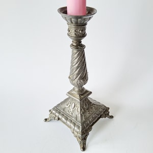 Tall candlestick 22 cm, heavy, ornate, no silver, metal candlestick, candle holder, Victorian, Wilhelminian period, France