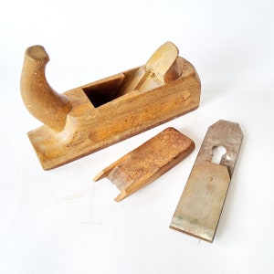 Ancient plane, tool, vintage carpentry, country house decoration, shabby man cave, workshop decoration, wooden plane, garden decoration, brocante decoration wood