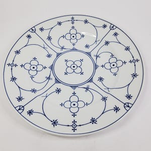2 platos llanos vintage de 26 cm, &quot;Azul Indio&quot; Schönwald Form 98, porcelana alemana, vajilla Hermann Gretsch, diseño de flor de paja de los años 30.