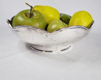 Grote verzilverde kom, 26 cm, ronde vintage serveerschaal, fruitschaal, serveerschaal, verzilverde kom, gebaksschaal, zilveren decoratie