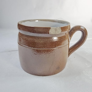 Maceta de barro, maceta para confitería, maceta de cerámica, 9,5 cm, jarrón, gres marrón vintage de Francia, contenedor de almacenamiento