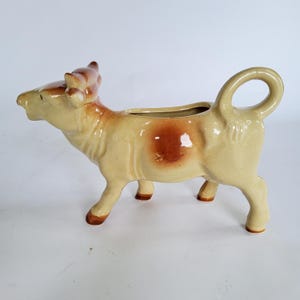 Old milk jug COW, very large jug in cow shape, true vintage ceramic cow, French country house decoration, farmhouse kitchen, shabby chic