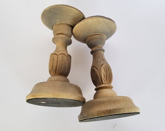 Vintage candlestick 16 cm, wood, for pillar candles, vintage, old candle holder, autumn decoration, candlestick for thick candles, alpine