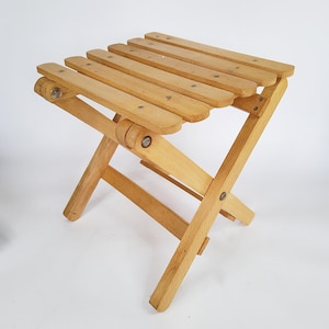 Small old folding table, 24 cm, shabby wooden flower bench, plant stool, side table, slatted table, folding table