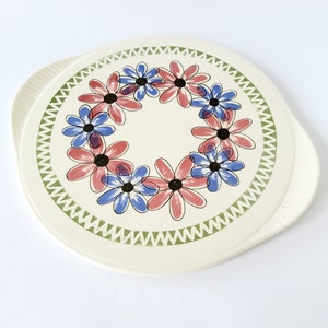 Vintage cake plate, 31 cm cake plate, floral decor, 60s, retro tableware, ceramic plate, midcentury coffee set, large plate