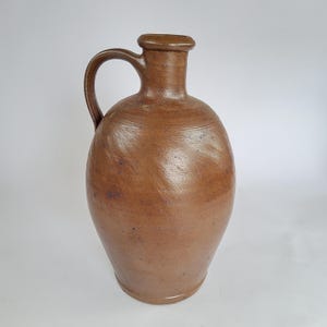 Brocca in ceramica francese, bottiglia con manico, 23 cm, brocca in terracotta marrone, bottiglia in ceramica vintage, vaso per rami, brocca con manico