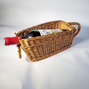 Weinkorb zum Servieren, Flaschenkorb, Getränkekorb, Weinwiege, Weinflaschenkorb, Weinträger, Sommelier Korb, Flaschenhalter, 50er 60er Bar