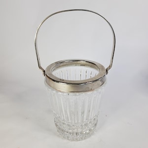 Glass ice bucket from France, heavy vintage ice bucket, ice container for the home bar, gift cocktail equipment, can be used as decoration and vase