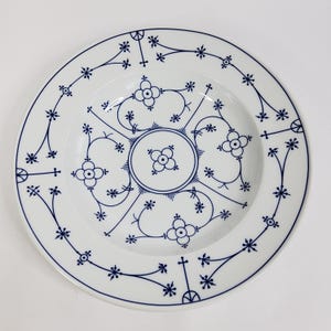2 platos hondos vintage de 26 cm, &quot;Azul Indio&quot; Schönwald Form 98, porcelana. Fabricados en Alemania, Hermann Gretsch, diseño de flor de paja de los años 30.