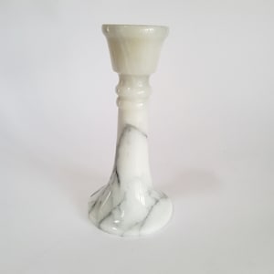 Marble candlestick, candle holder, vintage 80s, grey grained, classic candlestick, taper candles, marble candlestick