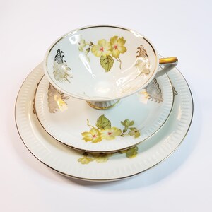 Collector&#39;s set 50s floral gold decor, 3-piece vintage coffee set, collector&#39;s cup, tea cup gold rim, Schirnding Porcelain