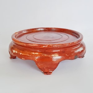 Small wooden pedestal 18 cm, base for figures, plant stand, decorative stand, base for cloche, vintage bench, stand for sculptures