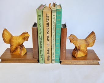 2 sujetalibros de madera con urogallos, un par de sujetalibros, decoración académica, mobiliario para sala de lectura, para amantes de los libros, biblioteca, decoración de caza