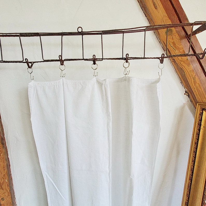 Alte Leinengardine, Vorhang, Vintage weiße Deko, als Scheibengardine, altes Leinen Bild 4