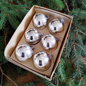 Vintage Weihnachtskugeln Glas 3er Set - Nostalgische Christbaumdekoration Silber