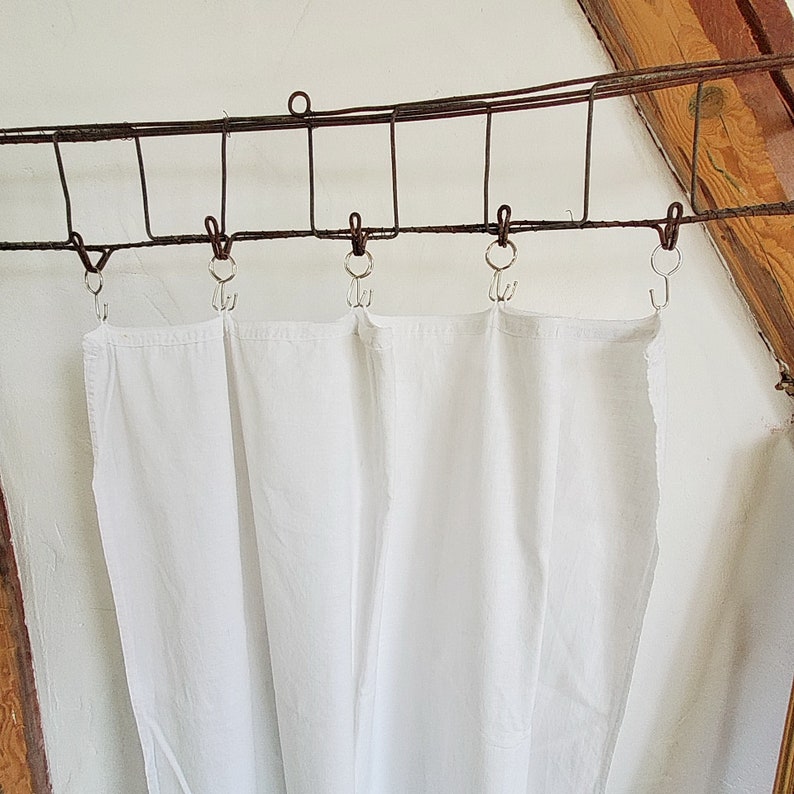 Alte Leinengardine, Vorhang, Vintage weiße Deko, als Scheibengardine, altes Leinen Bild 2