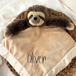 Embroidered sloth blankie for baby, Baby lovey, Personalized baby gift, baby security blanket, Gift for new baby