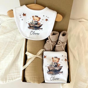 Baby boy gift, Personalized baby boy shower gift, new baby boy gift, baby boy sailor bear gift box