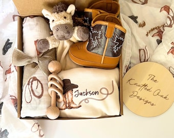 Baby boy gift, Personalized baby boy shower gift, new baby boy gift, baby boy western horse gift box