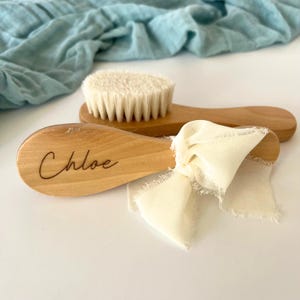 Personalized Baby brush, available as add on to your baby gift box from our shop.