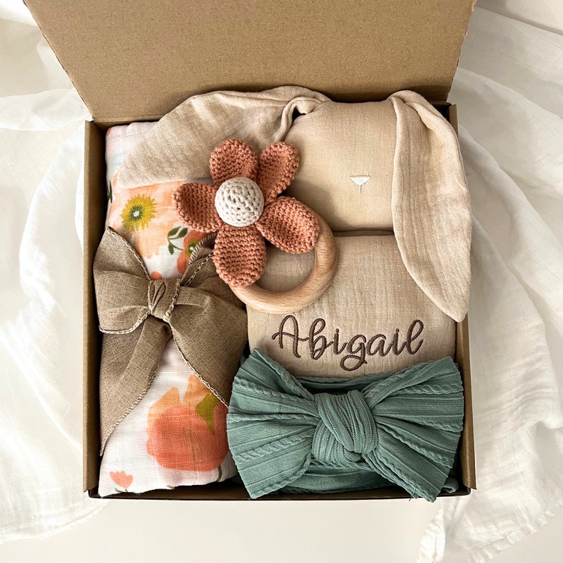 Baby girl Gift, Baby girl gift box, Newborn girl gift, New Baby girl gift, Baby shower gift, baby name girl gift image 1