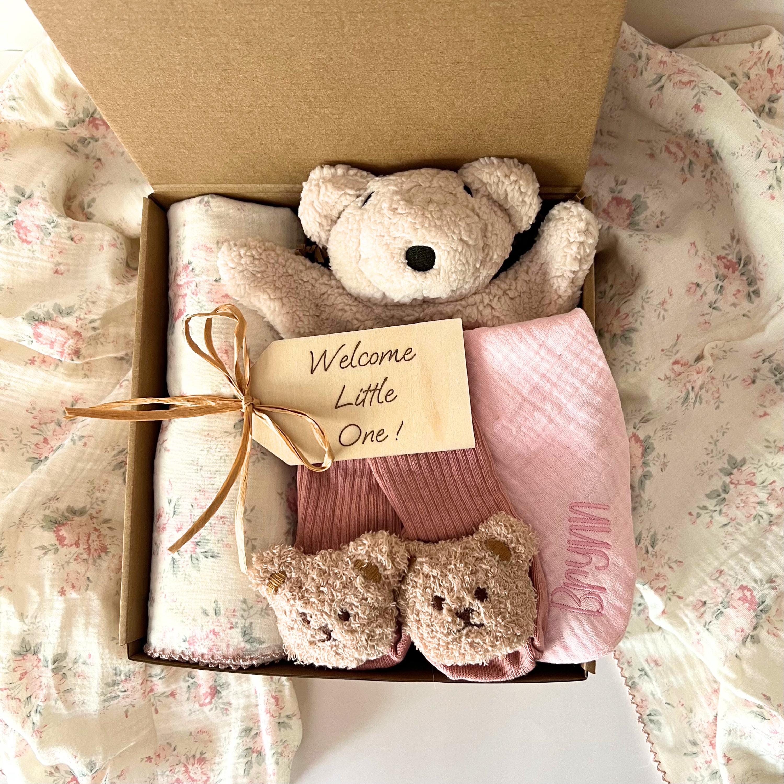 Baby girl gift, baby girl shower gift, new baby girl gift, baby girl bear gift box