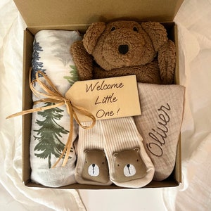 Baby boy gift, baby boy shower gift, new baby boy gift, baby boy bear gift box immagine 2