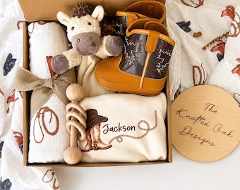 Baby boy gift, Personalized baby boy shower gift, new baby boy gift, baby boy western horse gift box