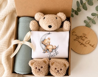 Baby boy gift, Personalized baby boy shower gift, new baby boy gift, baby boy bear gift box