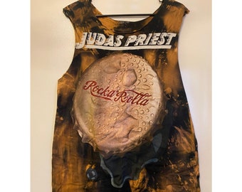 Custom Bleach Distressed Judas Priest Rocka Rolla T