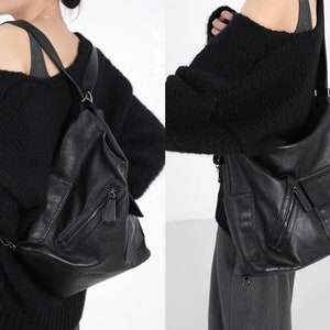 Soft Vegan Leather Convertible 3 in 1 Shoulder Tote | Large Capacity with Pockets | Crossbody Bag | Hobo Bag | Backpack