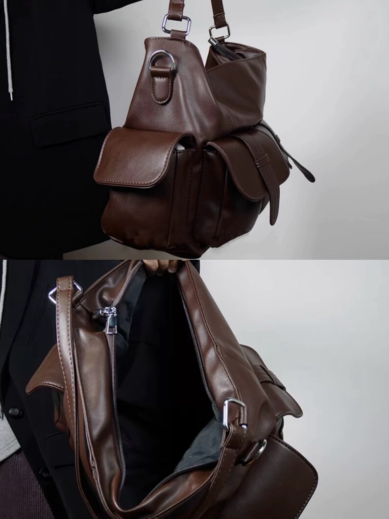 Brown leather  Messenger Shoulder Bag